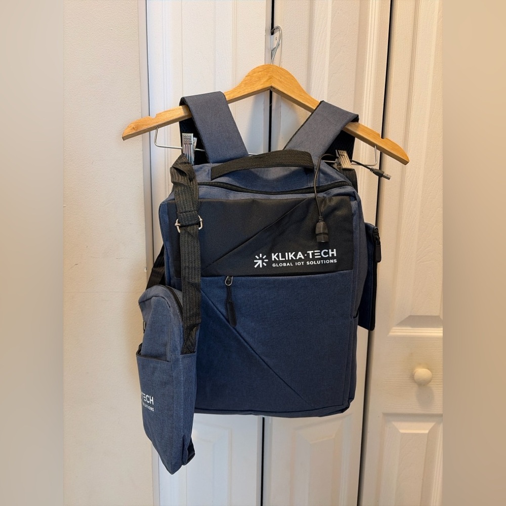 USB Charging Backpack Set 3 Pieces. Blue Travel Work Bag NWT